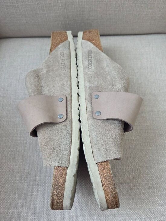 Birkenstock Kyoto Nubuck Suede Sandals Mens Size EU 46 US 13 - 13.5 Gray Slip On main image 4